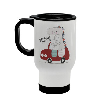 Βρουμ βρουμ, Stainless steel travel mug with lid, double wall white 450ml