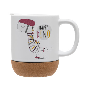 Happy Dino, Ceramic coffee mug Cork (MAT), 330ml (1pcs)