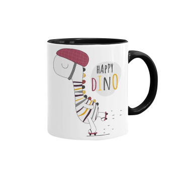 Happy Dino, Mug colored black, ceramic, 330ml
