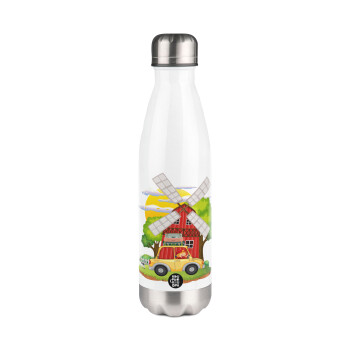 Toy car, Metal mug thermos White (Stainless steel), double wall, 500ml