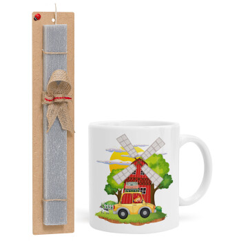 Toy car, Easter Set, Ceramic Cup (330ml) & Easter aromatic flat candle (30cm) (GRAY)