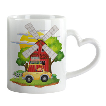 Toy car, Mug heart handle, ceramic, 330ml