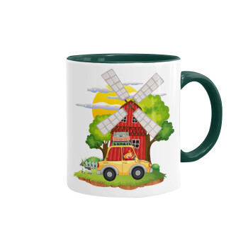 Toy car, Mug colored green, ceramic, 330ml