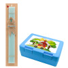 Easter Set, children's snack container BLUE & Easter aromatic flat candle (30cm) (TURQUOISE)