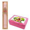 Easter Set, children's snack container PINK & scented flat Easter candle (30cm) (PINK)