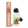 Easter Set, metallic aluminum bottle (500ml) & aromatic flat Easter candle (30cm) (PINK)