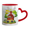 Mug heart red handle, ceramic, 330ml