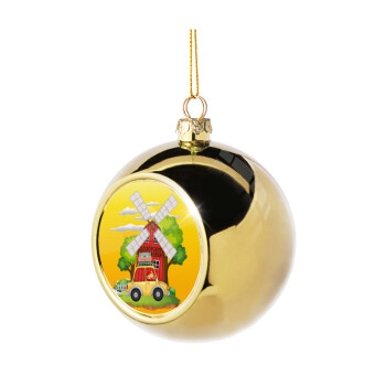 Toy car, Golden Christmas tree ball ornament 8cm