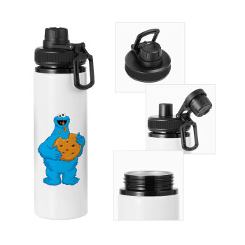 Cookie Monster, Metal water bottle with safety cap, aluminum 850ml