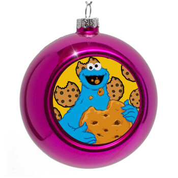 Cookie Monster, Στολίδι Χριστουγεννιάτικη μπάλα δένδρου Μωβ 8cm