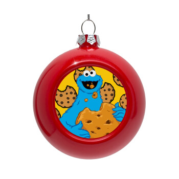 Cookie Monster, Red Christmas tree ornament bauble 8cm