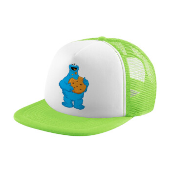 Cookie Monster, Καπέλο παιδικό Soft Trucker με Δίχτυ ΠΡΑΣΙΝΟ/ΛΕΥΚΟ (POLYESTER, ΠΑΙΔΙΚΟ, ONE SIZE)