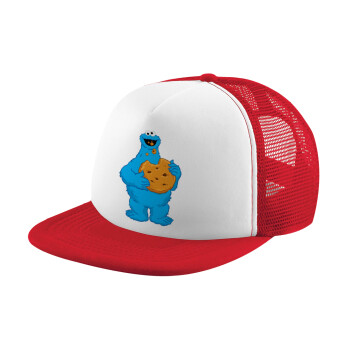 Cookie Monster, Καπέλο Ενηλίκων Soft Trucker με Δίχτυ Red/White (POLYESTER, ΕΝΗΛΙΚΩΝ, UNISEX, ONE SIZE)