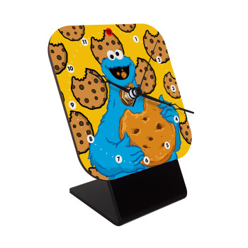 Cookie Monster, Quartz Wooden table clock with hands (10cm)