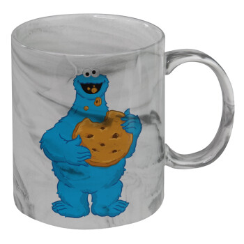 Cookie Monster, Κούπα κεραμική, marble style (μάρμαρο), 330ml