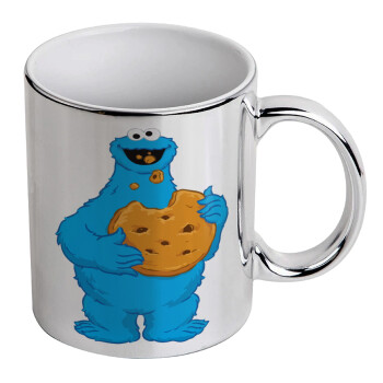Cookie Monster, Mug ceramic, silver mirror, 330ml