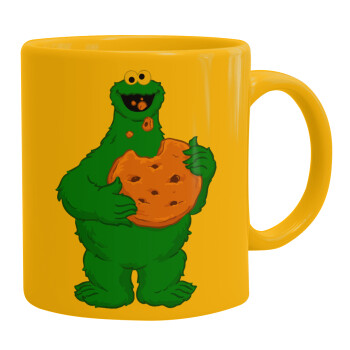 Cookie Monster, Ceramic coffee mug yellow, 330ml (1pcs)