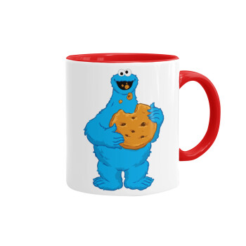 Cookie Monster, Κούπα χρωματιστή κόκκινη, κεραμική, 330ml