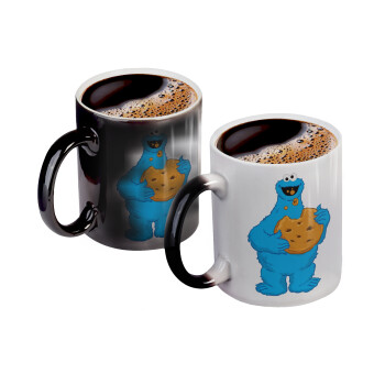 Cookie Monster, Κούπα Μαγική, κεραμική, 330ml που αλλάζει χρώμα με το ζεστό ρόφημα