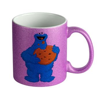 Cookie Monster, Κούπα Μωβ Glitter που γυαλίζει, κεραμική, 330ml