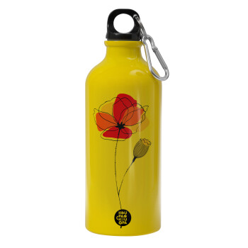 Red poppy flowers papaver, Water bottle 600ml