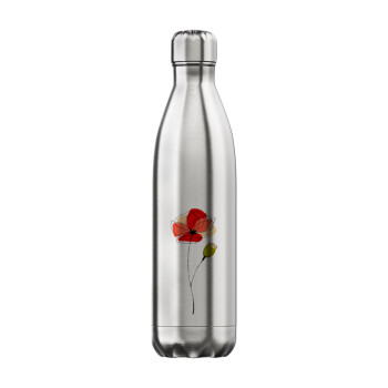 Red poppy flowers papaver, Inox (Stainless steel) hot metal mug, double wall, 750ml