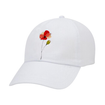 Red poppy flowers papaver, Καπέλο Ενηλίκων Baseball Λευκό 5-φύλλο (POLYESTER, ΕΝΗΛΙΚΩΝ, UNISEX, ONE SIZE)