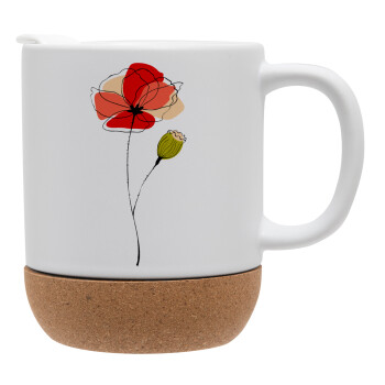 Red poppy flowers papaver, Ceramic coffee mug Cork (MAT), 330ml (1pcs)