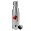 Metallic water bottle, stainless steel, 750ml