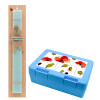 Easter Set, children's snack container BLUE & Easter aromatic flat candle (30cm) (TURQUOISE)