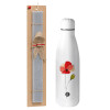 Easter Set, metallic stainless thermos bottle (500ml) & scented flat Easter candle (30cm) (GRAY)