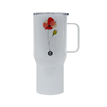 Red poppy flowers papaver, Mega Stainless steel Tumbler with lid, double wall 750L