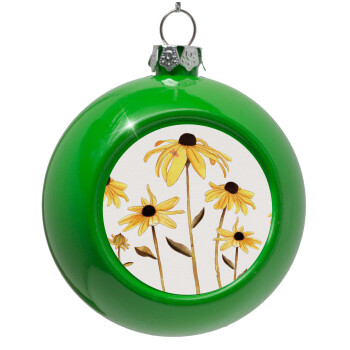 Daisies flower, Green Christmas tree ornament bauble 8cm