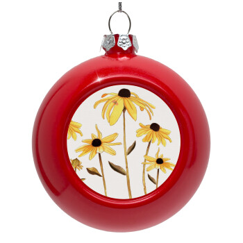 Daisies flower, Red Christmas tree ornament bauble 8cm