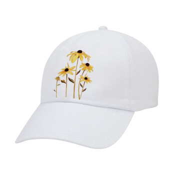 Daisies flower, Καπέλο Ενηλίκων Baseball Λευκό 5-φύλλο (POLYESTER, ΕΝΗΛΙΚΩΝ, UNISEX, ONE SIZE)
