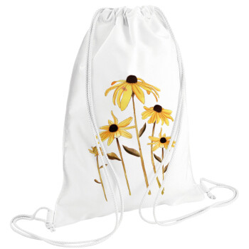 Daisies flower, Backpack pouch GYMBAG white (28x40cm)