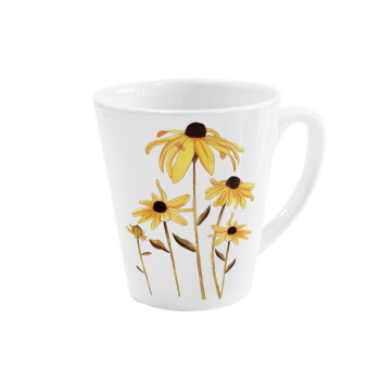 Daisies flower, Κούπα κωνική Latte Λευκή, κεραμική, 300ml