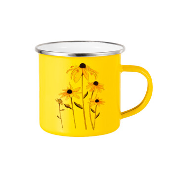 Daisies flower, Κούπα Μεταλλική εμαγιέ Κίτρινη 360ml