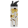 Metallic thermos bottle with straw & handle, stainless steel (Stainless steel 304), double-walled, 600ml.