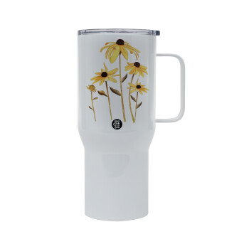 Daisies flower, Tumbler με καπάκι, διπλού τοιχώματος (θερμό) 750L