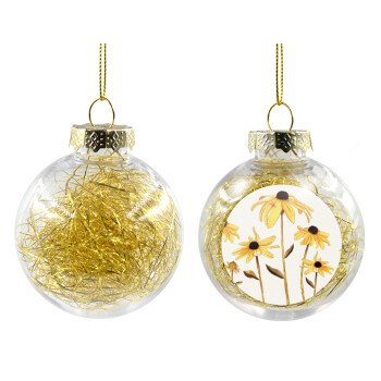 Daisies flower, Transparent Christmas tree ball ornament with gold filling 8cm