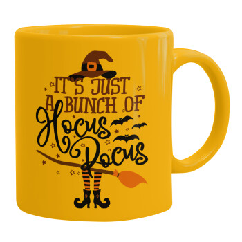 It's just a bunch of hocus pocus - halloween, Ceramic coffee mug yellow, 330ml (1pcs)