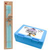 Easter Set, children's snack container BLUE & Easter aromatic flat candle (30cm) (TURQUOISE)