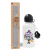 Easter Set, metallic aluminum water bottle (500ml) & aromatic flat Easter candle (30cm) (GRAY)