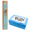 Easter Set, children's snack container BLUE & Easter aromatic flat candle (30cm) (TURQUOISE)