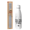 Easter Set, metallic stainless thermos bottle (500ml) & scented flat Easter candle (30cm) (GRAY)