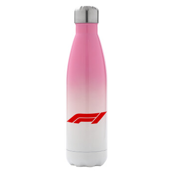 Formula 1, Metal mug thermos Pink/White (Stainless steel), double wall, 500ml