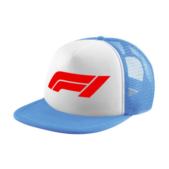 Formula 1, Child's Soft Trucker Hat with Blue/White Mesh (POLYESTER, CHILD, ONE SIZE)