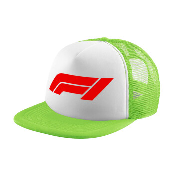 Formula 1, Child's Soft Trucker Hat with Green/White Mesh (POLYESTER, CHILDREN'S, ONE SIZE)