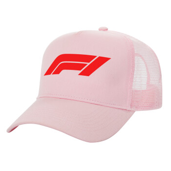 Formula 1, Structured Trucker Children's Hat, with Mesh, PINK (100% COTTON, CHILDREN'S, UNISEX, ONE SIZE)